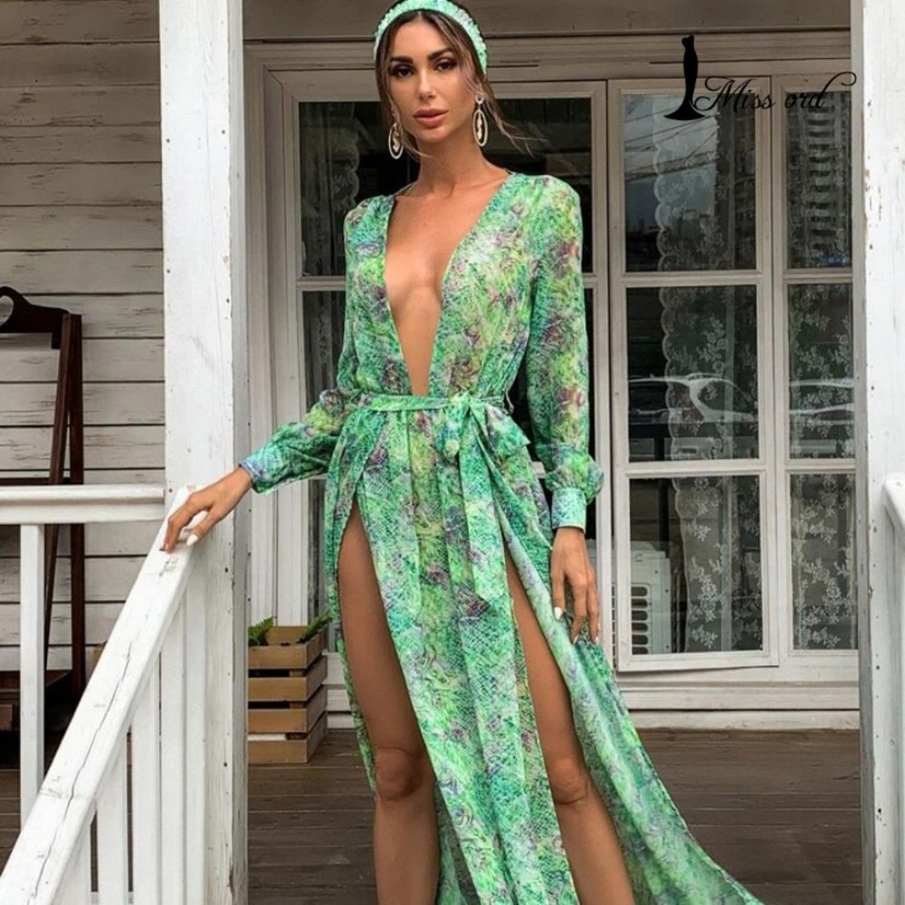 Plunging neckline dress